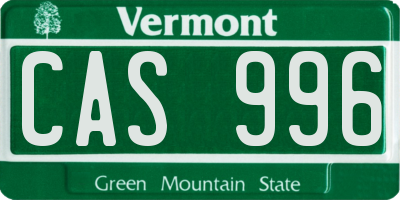 VT license plate CAS996