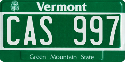 VT license plate CAS997