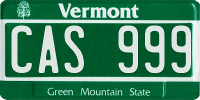 VT license plate CAS999