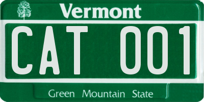 VT license plate CAT001