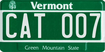 VT license plate CAT007