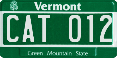 VT license plate CAT012