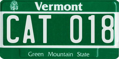 VT license plate CAT018