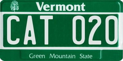 VT license plate CAT020