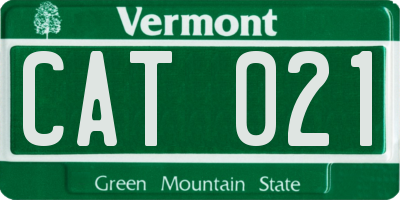 VT license plate CAT021