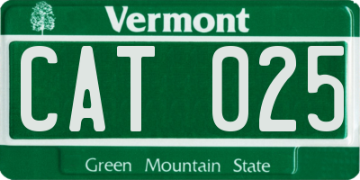 VT license plate CAT025