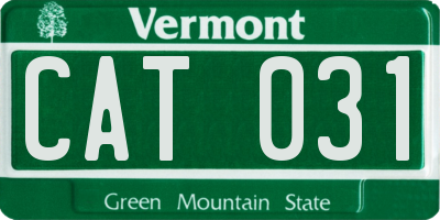 VT license plate CAT031