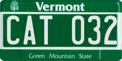 VT license plate CAT032
