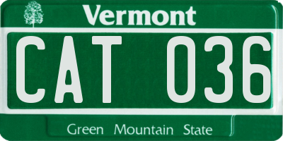 VT license plate CAT036