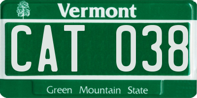 VT license plate CAT038