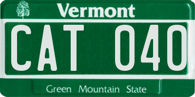 VT license plate CAT040