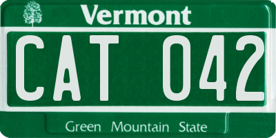 VT license plate CAT042