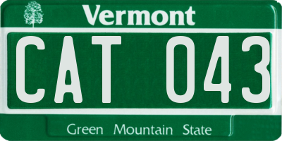 VT license plate CAT043