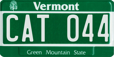 VT license plate CAT044