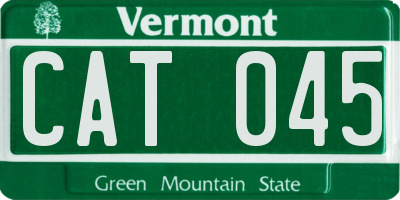 VT license plate CAT045