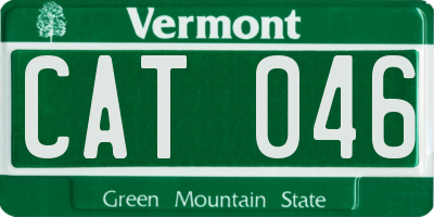 VT license plate CAT046