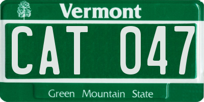 VT license plate CAT047