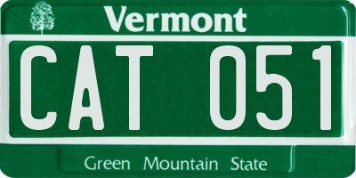 VT license plate CAT051