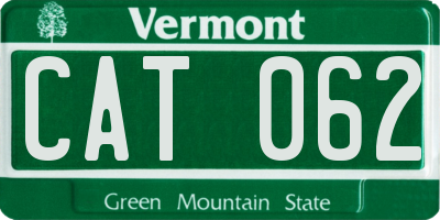 VT license plate CAT062