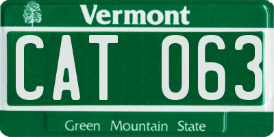 VT license plate CAT063