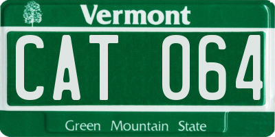 VT license plate CAT064