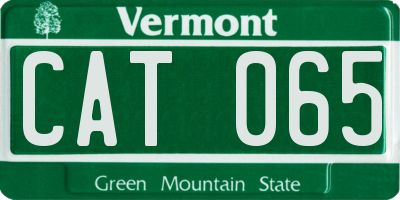 VT license plate CAT065