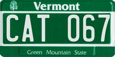 VT license plate CAT067