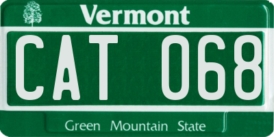 VT license plate CAT068