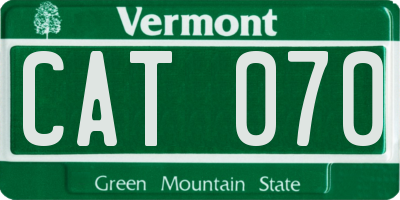 VT license plate CAT070