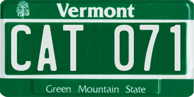 VT license plate CAT071