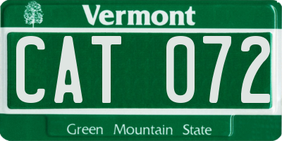 VT license plate CAT072