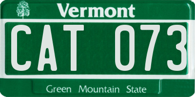 VT license plate CAT073