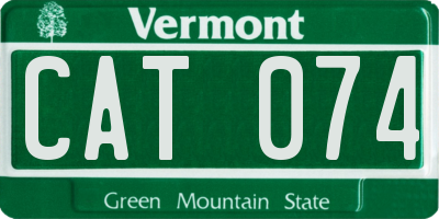 VT license plate CAT074