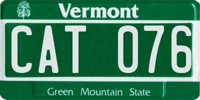 VT license plate CAT076