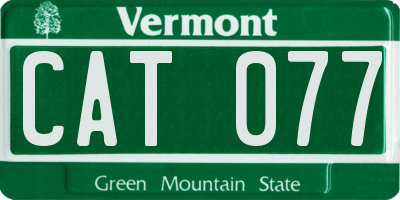 VT license plate CAT077
