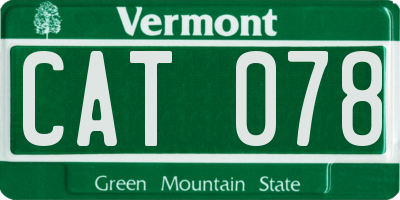 VT license plate CAT078