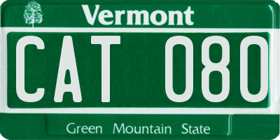 VT license plate CAT080