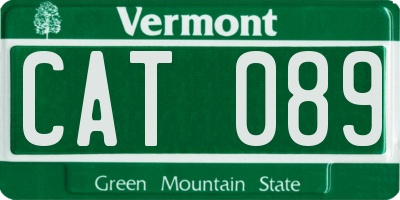 VT license plate CAT089