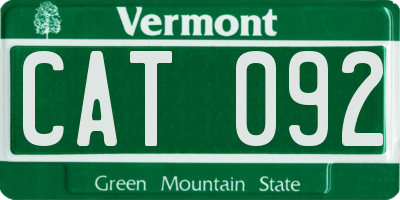 VT license plate CAT092