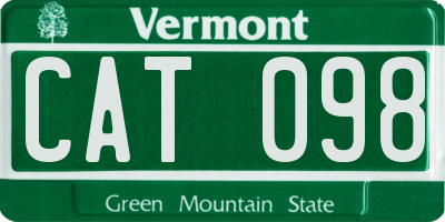 VT license plate CAT098