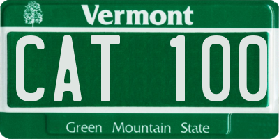 VT license plate CAT100