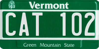 VT license plate CAT102