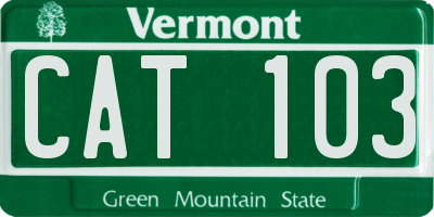 VT license plate CAT103