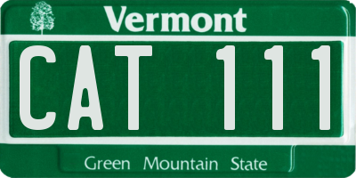 VT license plate CAT111