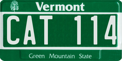 VT license plate CAT114