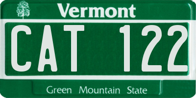 VT license plate CAT122