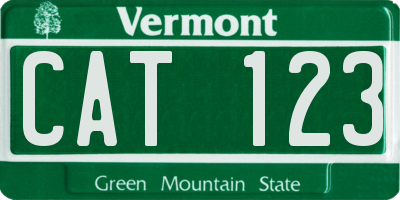 VT license plate CAT123