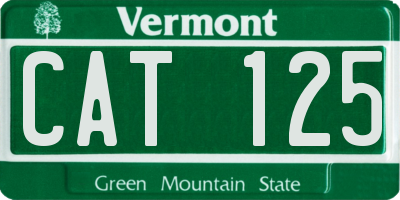 VT license plate CAT125