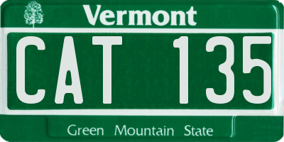 VT license plate CAT135