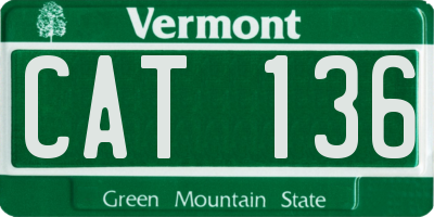 VT license plate CAT136